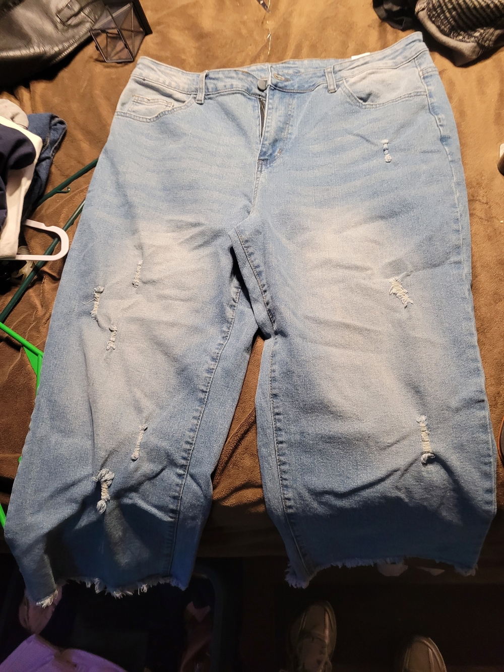 Light Blue Distressed Women's Jeans Shorts